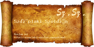 Széplaki Szolón névjegykártya
